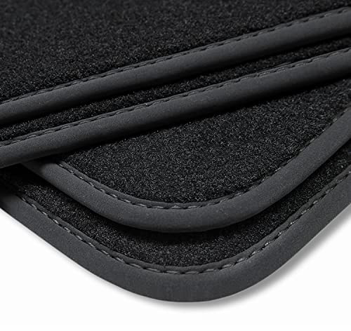 teileplus24 BV562 Velours Fußmatten kompatibel mit VW T5, T6 und T6.1 2003-07/2024 Trittschutz Fahrermatte, Naht:Schwarz
