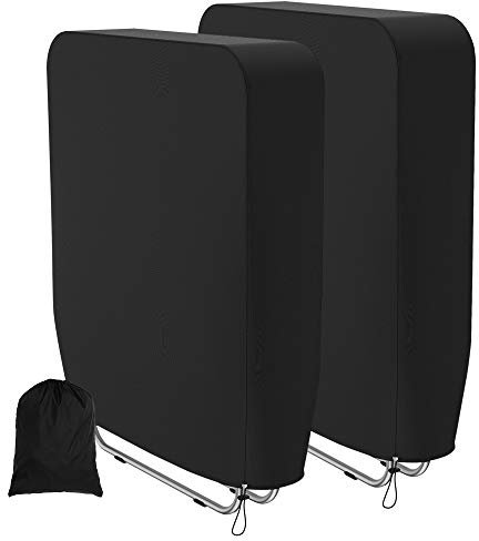 2pcs Outdoor Folding Recliner Chair Cover - Garden Zero Gravity Windproof Waterproof 190t Oxford Fabric Patio Sunbed Sun Lounger Cover with Storage Bag 82x93cm