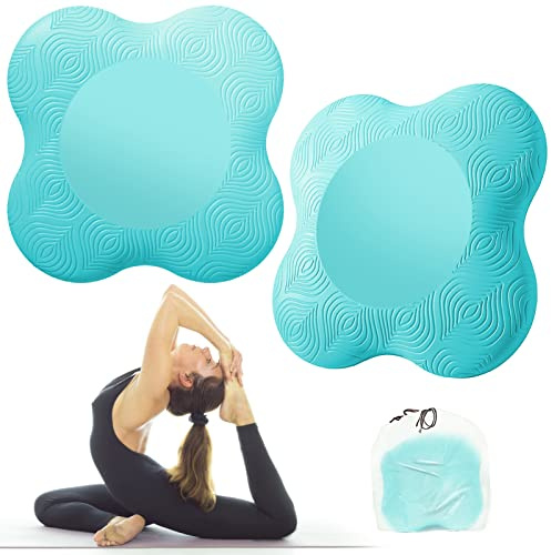 Bigmeda - Rodillera de yoga, esteras de yoga, rodilleras ligeras, esteras de yoga antideslizantes, yoga mate para proteger las rodillas, los puños y los codos (Aqua Blue)
