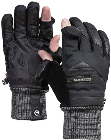 Vallerret Markhof Pro V3 Photography Glove, Black, FlipTech Finger Caps with Magnets, Non-Slip Grip, Merino Wool Lining, Pocket & Tripod Key (Black, XL)