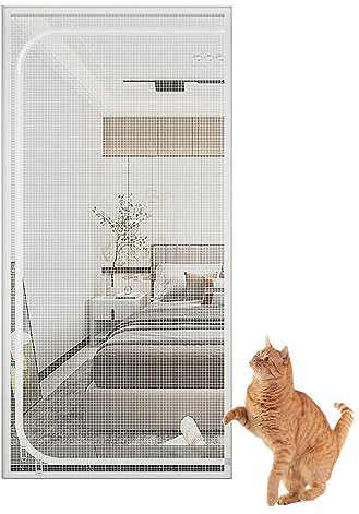 Puerta mosquitera para Gatos, iFCOW Puerta mosquitera a Prueba de rasguños para Gato con Cremallera Evita Que los Cachorros Gatos salgan Corriendo de la Cocina del Dormitorio de la casa