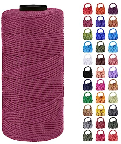 LEREATI Makramee Garn Geflochten 1.5mm x 200m Bunt Schnur für Armbänder Faden Zum Perlen Auffädeln, Macrame Cord 1.5mm für Basteln, Knüpfen, Dekoration, Borsa Crossbody (Weinrot)