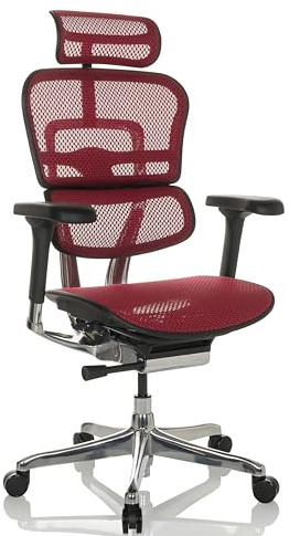 hjh OFFICE Bürostuhl ergonomisch ERGOHUMAN GEN2 Originales Design, 24h Einsatz Bürosessel mit Flexibler Lordosenstütze, Netz Rot