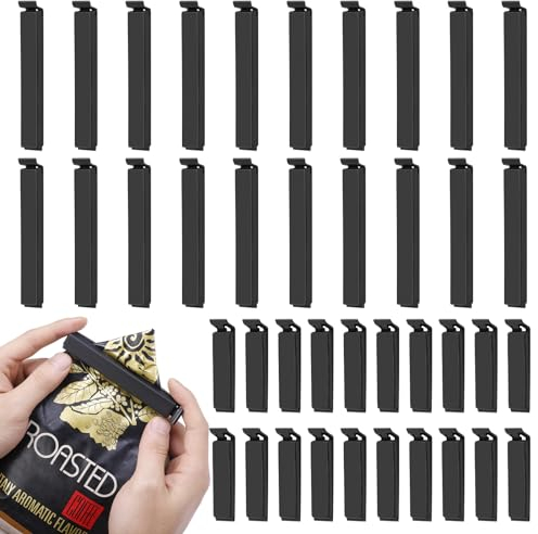 Jostift 40 clips de cierre, 6/11 cm, clips de cierre de plástico para alimentos, pinzas para bolsas de congelación, clips de sellado para café, dulces, galletas