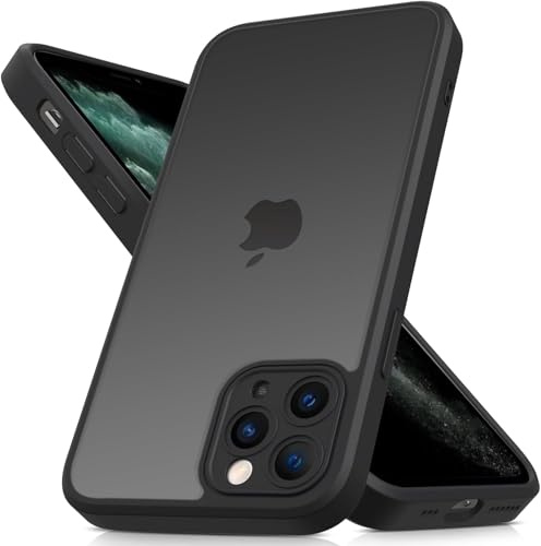 Mootobo for iPhone 11 Pro Case, 3 in 1 [Military Grade] Shockproof Phone Bumper Cover, Built-in 2 HD Screen Protector, Frosted Translucent Back Phone Cover, for 11 Pro 5.8-Inch - Black