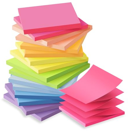 (16 Pack) Pop Up Sticky Notes 3x3 in Accordion Stickies Super Sticking Power Memo Pads Bright Colors