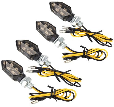 YOUNLEN 4 x Mini Indicatori di Direzione,12V 5 LED per motocicletta, Mini Luce M8, Indicatori di Direzione a LED per Moto, Auto a Pedali,Ambra