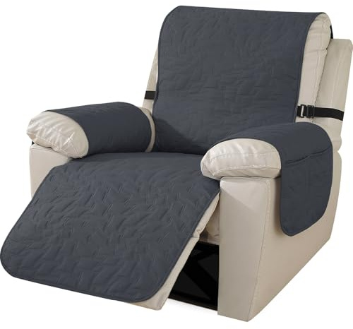 Ystyle Funda Sillon Relax Reclinable 1 Plaza, (1 Asiento-X, Gris Oscuro) | Funda Sofa Relax 1 Plaza Reclinable, Funda Butaca Con Banda EláStica con Bolsillos Laterales, Antimanchas y Antiarañazos