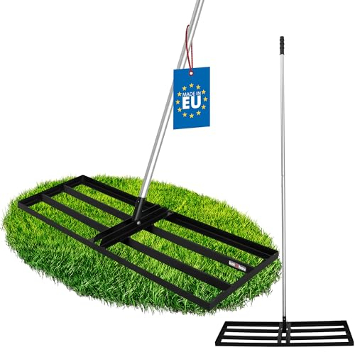 KOTARBAU® Rastrillo de nivelación de césped, 90 x 30 cm, con mango de acero, 175 cm, rastrillo de césped, rastrillo de césped, rastrillo de nivelación, rastrillo de césped, accesorio de jardín