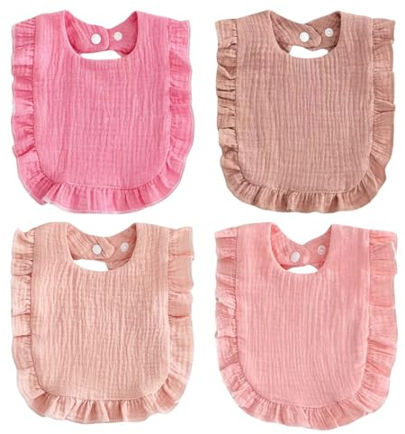 PandaEar Baby-Lätzchen für Kleinkinder, BPA-frei, wasserdicht, verstellbar, Rosa, 4 Stück, Verschiedene Farben, Einheitsgröße