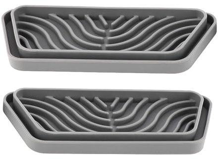 Cuttable Refrigerator Drip Catcher, 2 Pack Refrigerator Drip Tray Catcher Silicone Refrigerator Water Drip Tray Catcher for GE for Samsungs Frid Accessories (Gray)