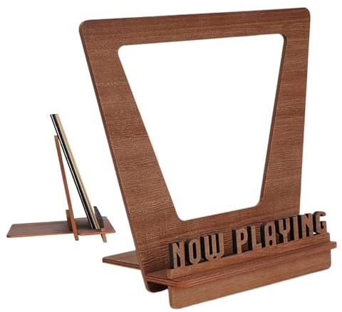 Now Playing - Soporte para discos de vinilo, soporte de exhibición de discos, soporte de vinilo de madera, estante de almacenamiento de discos de madera, estantes de almacenamiento de álbumes con
