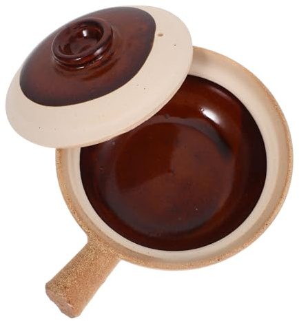 SOLUSTRE Cazuela de Cerámica para Cocinar Olla de Barro para Guisos con Tapa para Preparar Sopa de Cebolla Francesa y Guisos Caseros Cocina