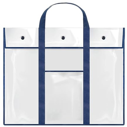 Bolsa de almacenamiento para pósteres, PVC transparente, organizador de arte, transportador de viaje, funda plana extragrande para póster con bolsillo con cremallera y asa de transporte, bolsa de arte