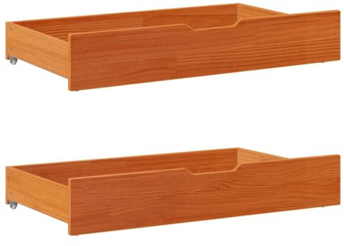 AJJHUUKI Cassetti Sotto-Letto 2 pz Marrone Cera 95x55x17 cm Legno Massello Pino