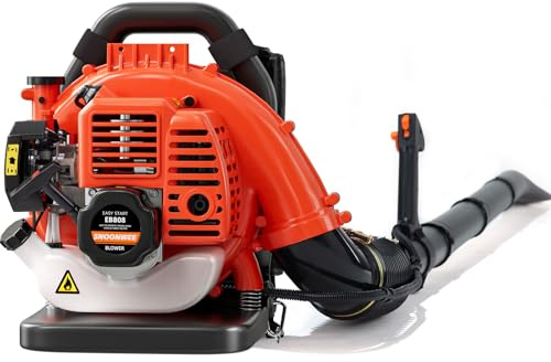 Relxxon Gas Powered Backpack Leaf Blower - 52cc 2-Stroke Engine, 200 MPH 550 CFM Heavy Duty Lawn Care Tool for Debris & Snow - 17.2lb Ultralight Design - 40oz Fuel Tank (Orange)