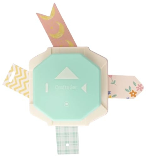 Craftelier - Perforadora para Etiquetas Esenciales 4 en 1, Troqueladora para Manualidades y Scrapbooking con 4 Diseños Esenciales para Papeles con Gramajes 100 a 300 g/m², Crea Tags de 4 y 3 cm