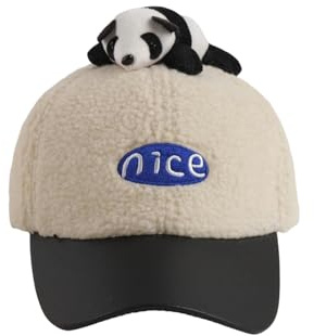 Generisch Gorro de béisbol para niños con bonito diseño de panda, para casco de forro polar, guantes para niños, Blanco, 3-8 años