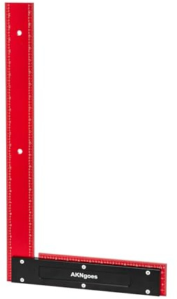AKNgoes Precision Woodworking Square, Aluminum Reference Square for Layout, Joinery & Machine Setup, Self-Standing with Shoulder Lip, Laser-Engraved Scales for Professional Carpentry Use-24 Inch