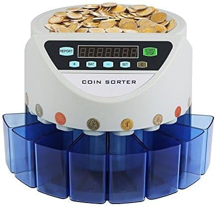 Contamonete e Separatore Automatico, Macchina Elettronica 300 Monete/min, Riconoscimento Monete UK (1p, 2p, 5p, 10p, 20p, 50p, £1, £2), Display LCD per Casa e Piccole Imprese