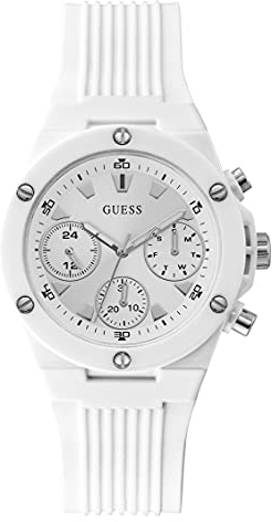GUESS Damen analog Quarz Uhr mit Silikon Armband GW0255L1