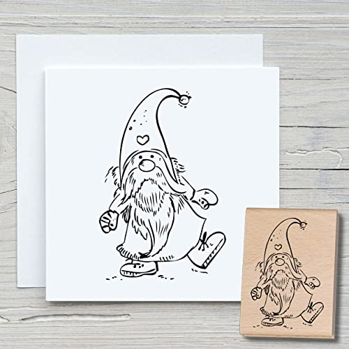 NEWSTAMPS Stempel Wichtel 01 Motivstempel aus Holz & Gummi zum Karten und Geschenke basteln, Holzstempel für Weihnachten, Weihnachtskarte, Advent, Scrapbook, Textilstempel, Deko, Freunde