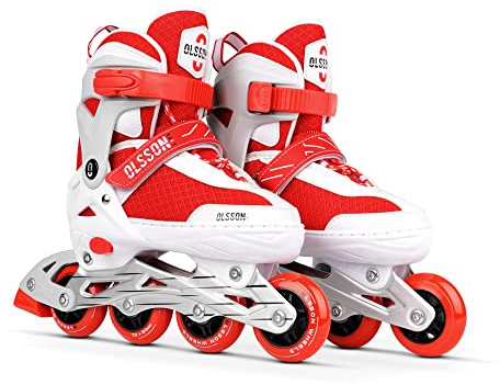 OLSSON Patins à roulettes en Ligne Fille et garçon - Taille 28-35 et 36-39 - Système de Taille réglable - Roulements ABEC1 et ABEC 7 - Châssis résistant - Réglable - Roller Enfant (Halley, S (32-35))