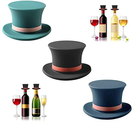 HKTOPCNE 3 tappi in silicone per bottiglia di vino, divertenti e riutilizzabili, tappi per vino, tappi per bottiglie, mantiene freschi per vino, birra, champagne, spumante