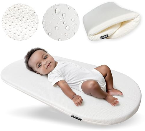 Yunioo Matelas à langer pliable | Matelas universel pour panier à langer, moïse, landau et berceau | Blanc, Polyuréthane thermoplastique (TPU) | 79 x 41 x 3 cm