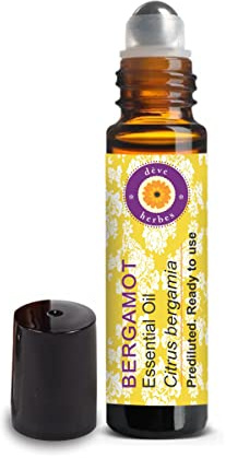 Deve Herbes Bergamot Essential Oil (Citrus bergamia) Pre Diluted Ready to Use Roll-on Blend for Aromatherapy and Topical Skin Application for Kids and Adults 10ml (0.33 oz)