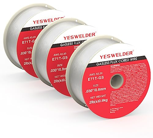 YESWELDER Flux Core Gasless MIG Wire, E71T-GS Mild Carbon Steel .030-Inch Diameter 2-Pound, 3-Packs Strong ABS Plastic Spool Welding Wire