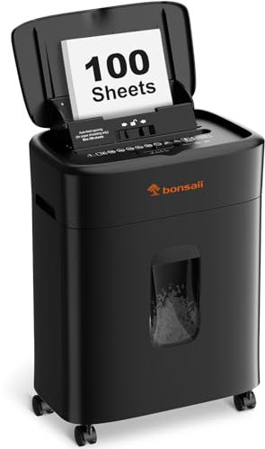 Bonsaii 100-Sheet Auto Feed Paper Shredder, Micro Cut Heavy Duty shredder with P-4 Security Level, Up to 30-Minute Continuous, 16L Bin, Anti-Jam Shredders for Home Office use, Black, C231-D