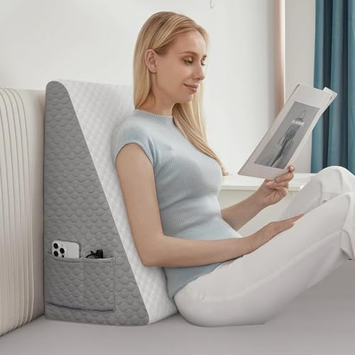 Sonhomay Cuscino a cuneo con memory foam top in schiuma con copertura lavabile triangolo inclinato cuneo per reflusso acido Gerd russare collo schiena ginocchio sollievo dal dolore alle gambe