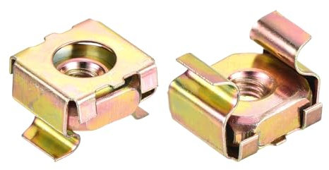 QUARKZMAN Tuercas De Jaula M4 Para Gabinete De Rack De Servidor, Acero Al Carbono Chapado En Zinc Amarillo, Paquete De 5