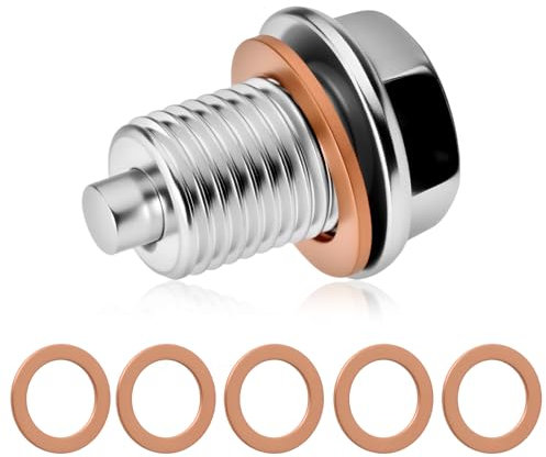 M14x1.5 Tapón Magnético Drenaje Aceite, Tapón Rosca Aceite Modificado Moto 1pcs Tapón 5pcs Arandela Cobre Repuesto, Tornillo Carter Aceite Acero Inoxidable General