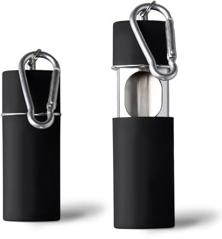 Taschenaschenbecher Geruchsdicht, Aschenbecher für Unterwegs mit Deckel Tragbarer Reiseaschenbecher 3.2x8.5cm/1.26x3.35inch, Aschenbecher to go, Taschenaschenbecher für Auto Reise Camping (Schwarz)​​