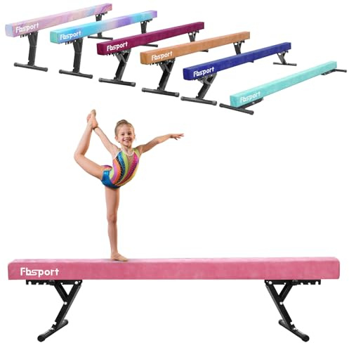 FBSPORT Barra Gimnasia artistica Alta,Barra de Equilibrio Gimnasia artistica Ajustable 244cm,5 Alturas Ajustables viga Estabilidad Equipos de Entrenamiento de práctica de Gimnasio para niño