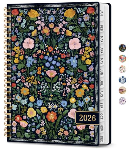 2026 Planner, Weekly and Monthly Planner for Women, Jan 2026 - Dec 2026 Pretty 2026 Calendar Planner with Monthly Tabs, Inner Pocket, Spiral Binding, Perfect for Office Home School - 8.5 x 11, Garden of Whimsy