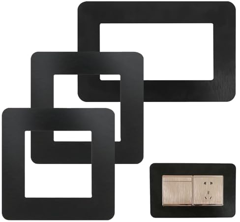Wjelet 3 Pack Light Switch Surround, Socket Surround Plate, Acrylic and Resin Decorative Frame Cover Self-Adhesive Finger Plate for Home and Office Wall Decoration(Black)