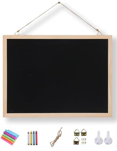 HUVZOR 1 pieza Pizarra de Pared + Rotulador de Tiza- Pizarra Doble Cara - Marco de Madera Lacada - 20 x 30 cm