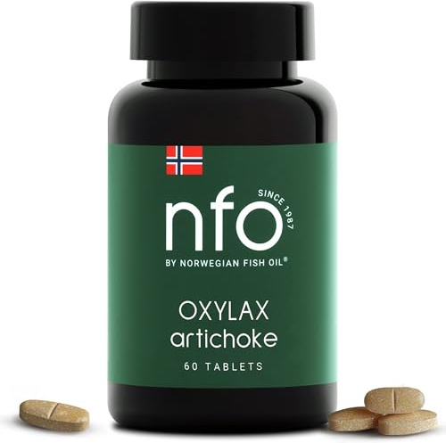 NFO OXYLAX ARTICHOKE [60 Tablets] Norwegian Artichoke Capsules High Dose - for Immune System, Energy, Nervous System and Cell Protection - with Vitamin C, 100% Vegan Product, Made in Norway