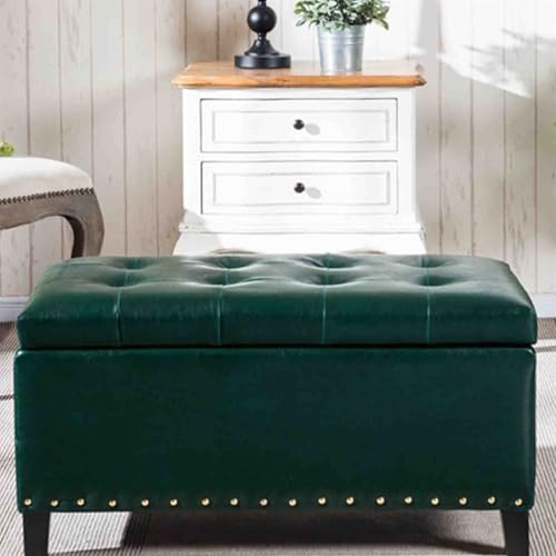 QYMYOZ Taburetes otomanos, Banco de Almacenamiento para el hogar, de Cuero, para Dormitorio, Sala de Estar, decoración, Ropa, Zapatos, sofá de Esquina, reposapiés, K Verde, 100