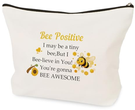LSVGSAK Bee Gifts for Women Girls Positive Cosmetic Makeup Bag Birthday Christmas Animal Bee Lovers Themed Gifts for Teens Bestie Best Friend Daughter Wife Sister Girlfriend Travel Toiletry Pouch