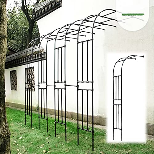Trädgårdsbåge Pera – svart metallstöd för klättring och vinrankor – enkel montering – halvbåge 90 x 240 cm – utomhusdekoration – perfekt för trädgårdsspaljé