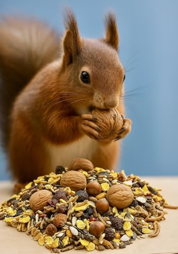 10 kg art-lämpligt ekorrfoder året runt foder premiummix med valnötter, hasselnötter, solrosfrön och mjölmaskar för gnagare gnagarmat