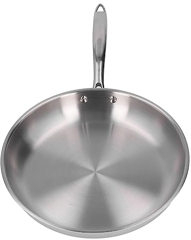 Alomejor Stainless Steel Thickened Frying Pan Professional Heat Distribution for Omelette Cooking, Suitable for Scrambled Eggs, Saute Vegetables, Non Stick Skillet Pan Silver (30cm)
