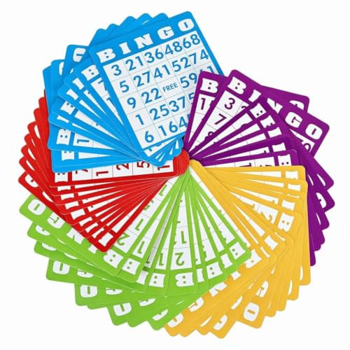 LCOLYDM 50 Pcs Bingo Cards, Bingo Game Sheets Set for Adults, Large Number Family Activity, Colorful Paper Boards for Group Events, Senior Entertainment, Multi Color Recreation Center (50 Pcs)