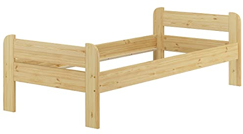 Erst-Holz Bettrahmen Kieferbett Natur 90x200 Einzelbett Massivholz-Bettgestell ohne Rollrost 60.39-09 oR