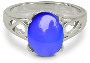 FUN JEWELS - Bague d'humeur en laiton - avec pierre ovale effet cristal - change de couleur - multicolore - pour les femmes et les filles