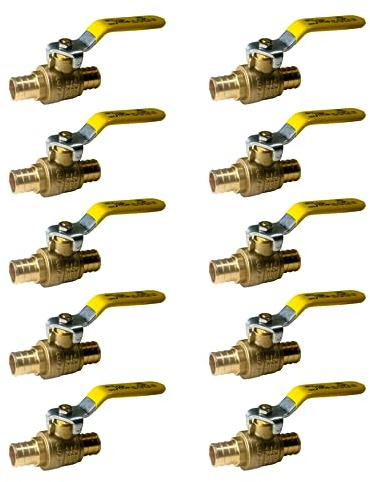 XFITTING 10 Pack Pex Ball Valve, 3/4 Inch Pex Ball Valve, Full Port, Brass